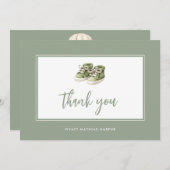 Einfaches elegantes Script Sage Green Baby Dankeskarte (Vorne/Hinten)