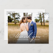 Einfaches, elegantes Script Wedding Dankeschön Fot Postkarte (Vorne/Hinten)
