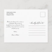 Einfaches, elegantes Script Wedding Dankeschön Fot Postkarte (Rückseite)