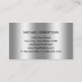 Einfaches elegantes Silver auf Silver Monogram Visitenkarte (Rückseite)