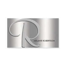 Einfaches Elegantes Silver auf Silver Script Monog