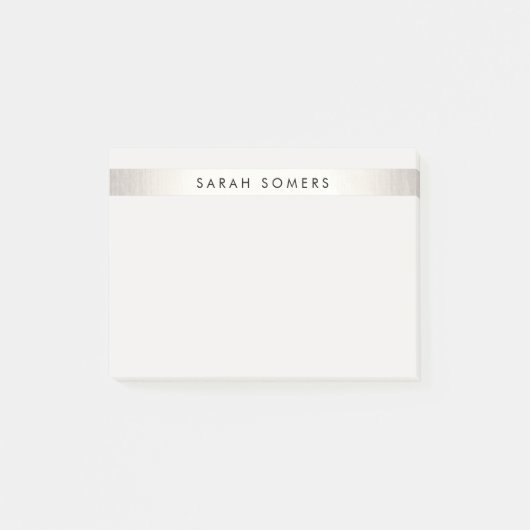 Einfaches elegantes Silver Stripe-Personalisierter Post-it Klebezettel (Vorderseite)