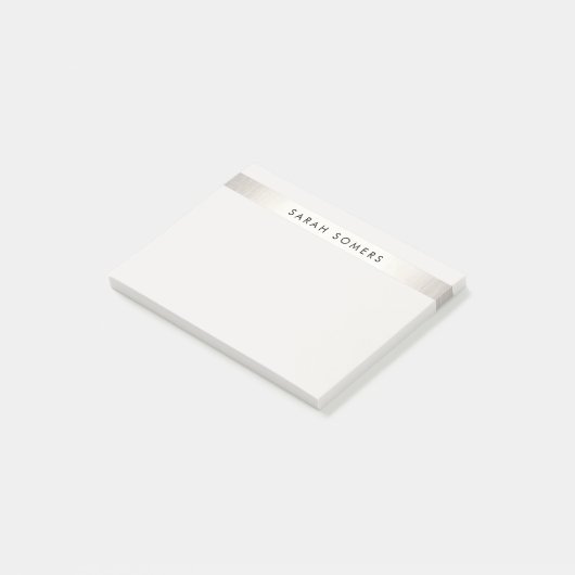 Einfaches elegantes Silver Stripe-Personalisierter Post-it Klebezettel (angewinkelt)
