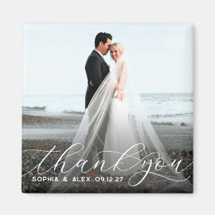 Einfaches Elegantes Skript Danke Hochzeitsfoto Magnet