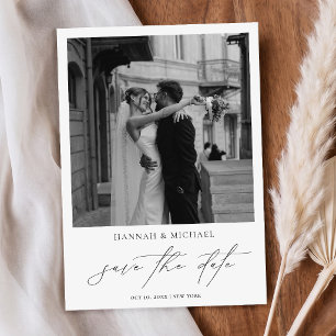 Einfaches Elegantes Skript Foto Hochzeit Termin me Save The Date