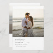 Einfaches elegantes Skript-Foto Hochzeitsstift QR- Save The Date (Vorne/Hinten)