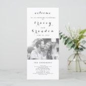 Einfaches Elegantes Skript Foto Moderne Hochzeit Programm (Stehend Vorderseite)