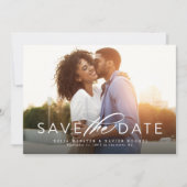 Einfaches elegantes Skript-Foto Save the Date (Vorderseite)