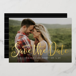Einfaches elegantes Skript-Foto Save the Date Folieneinladung