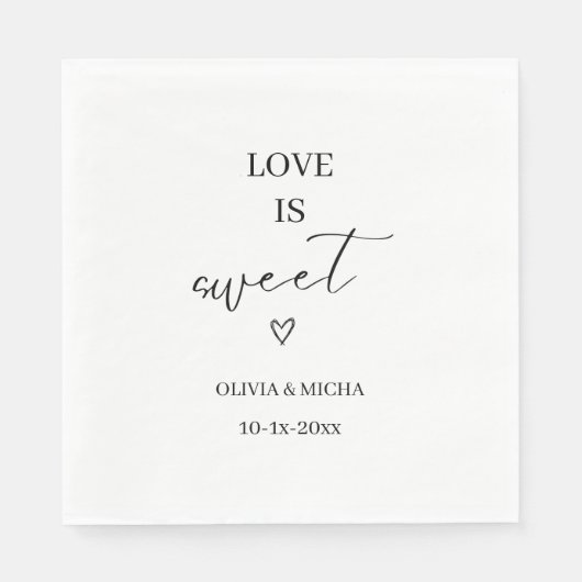 einfaches elegantes Skript Liebe ist süß Hochzeits Serviette (Vorderseite)