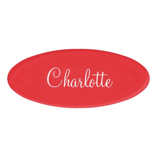 Einfaches elegantes Skript mit Vornamen Red Busine Namenschild (Vorderseite)