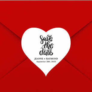 Einfaches Elegantes Skript Save The Date Boho Hoch Herz-Aufkleber