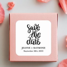 Einfaches elegantes Skript Save the Date Boho Wedd Quadratischer Aufkleber