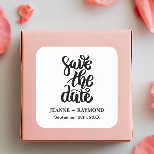 Einfaches elegantes Skript Save the Date Boho Wedd Quadratischer Aufkleber