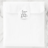 Einfaches elegantes Skript Save the Date Boho Wedd Runder Aufkleber (Tasche)