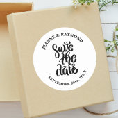 Einfaches elegantes Skript Save the Date Boho Wedd Runder Aufkleber