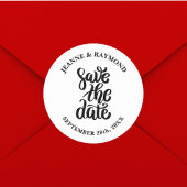 Einfaches elegantes Skript Save the Date Boho Wedd Runder Aufkleber