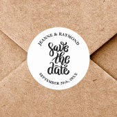 Einfaches elegantes Skript Save the Date Boho Wedd Runder Aufkleber