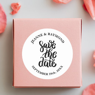 Einfaches elegantes Skript Save the Date Boho Wedd Runder Aufkleber