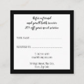 Einfaches elegantes Skript Schwarz und Weiß Empfehlungskarte (Rückseite)