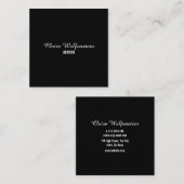 Einfaches elegantes Skript Schwarz und Weiß Quadratische Visitenkarte (Vorne/Hinten)