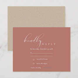 Einfaches elegantes Skript Terracotta Wedding RSVP Begleitkarte