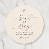 Einfaches elegantes Skriptgeschlecht offenbart Bei Geschenkanhänger (Rückseite)