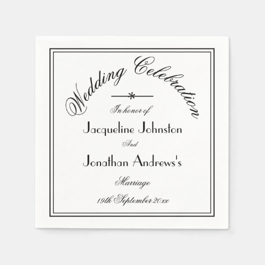 Einfaches elegantes Skriptname White Wedding Paper Serviette (Vorderseite)