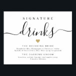 Einfaches elegantes Skriptsignaturzeichen Poster<br><div class="desc">Moderne Drehbuch Hochzeit Signatur Getränke in Schwarz-Weiß mit Farbe bearbeitbaren Herz Form,  einfach und elegant. Alle passenden Teile in der Sammlung anzeigen</div>