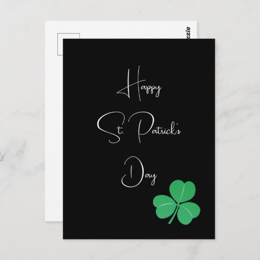 Einfaches elegantes St. Patricks Day-Kleeblatt Postkarte (Vorne/Hinten)