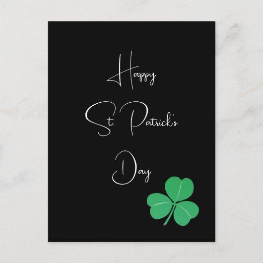 Einfaches elegantes St. Patricks Day-Kleeblatt Postkarte (Vorderseite)