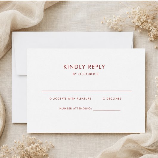 Einfaches elegantes Text | Boho Wedding RSVP Karte