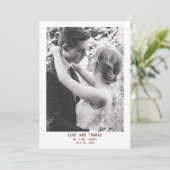 Einfaches elegantes Text & Foto | Hochzeit Dankeskarte (Stehend Vorderseite)