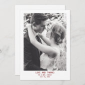 Einfaches elegantes Text & Foto | Hochzeit Dankeskarte (Vorne/Hinten)