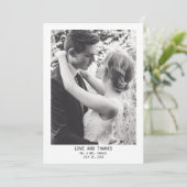 Einfaches elegantes Text & Foto | Hochzeit Dankeskarte (Stehend Vorderseite)