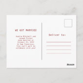 Einfaches elegantes Text & Foto | Hochzeitsankündi Postkarte (Rückseite)