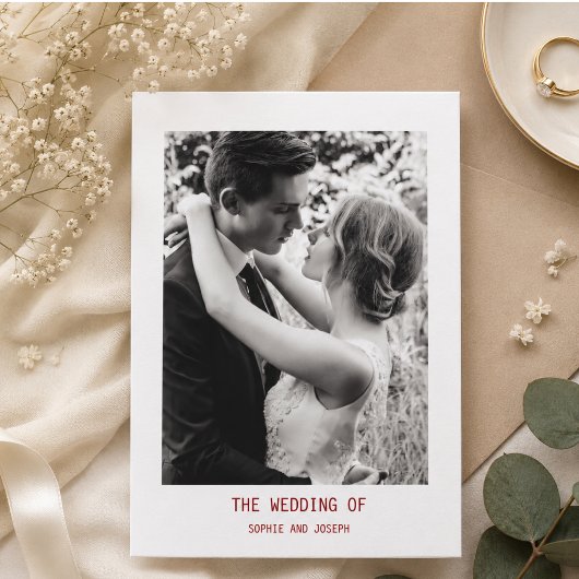 Einfaches elegantes Text & Foto | QR Code Hochzeit Einladung