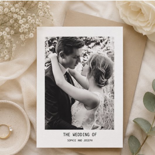 Einfaches elegantes Text & Foto | QR Code Hochzeit Einladung