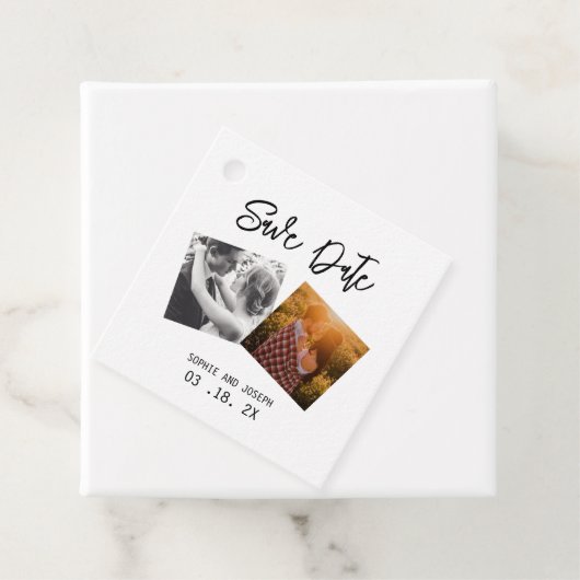 Einfaches elegantes Text & Foto | QR Code Hochzeit Geschenkanhänger (Beispiel)