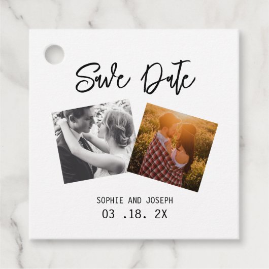 Einfaches elegantes Text & Foto | QR Code Hochzeit Geschenkanhänger (Vorderseite)