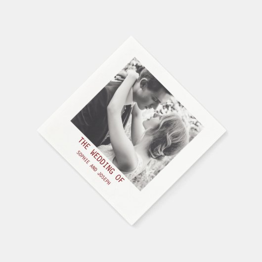 Einfaches elegantes Text & Foto | QR Code Hochzeit Serviette (Ecke)