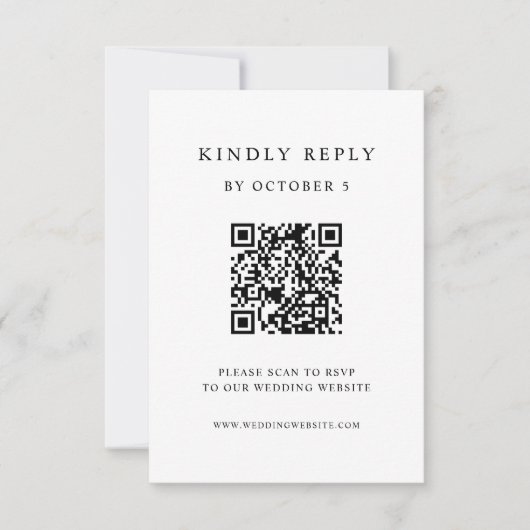 Einfaches elegantes Text | HochzeitQR-Code RSVP Karte (Vorderseite)