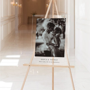 Einfaches elegantes Text und Foto   Begrüßung Acrylschild