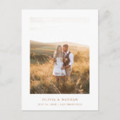 Einfaches elegantes Text und Foto | Boho Save the Ankündigungspostkarte (Vorderseite)