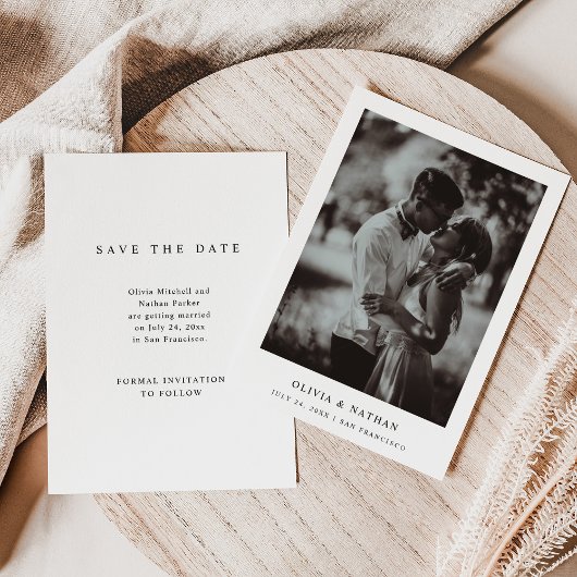 Einfaches elegantes Text und Foto | Hochzeit Save The Date