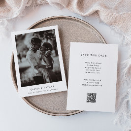 Einfaches elegantes Text und Foto | HochzeitQR-Cod Save The Date