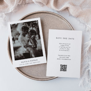 Einfaches elegantes Text und Foto HochzeitQR-Cod Save The Date