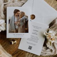 Einfaches elegantes Text und Foto | QR Code Weddin