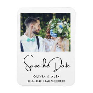 Einfaches elegantes Text und Foto SAVE THE DATE Magnet