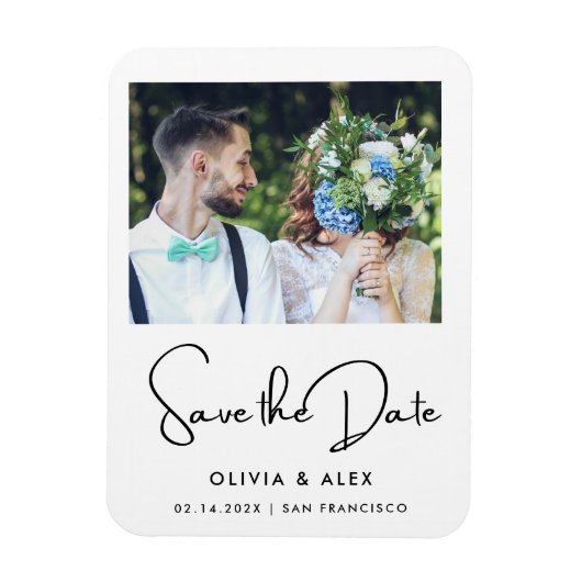 Einfaches elegantes Text und Foto | SAVE THE DATE Magnet (Vertikal)